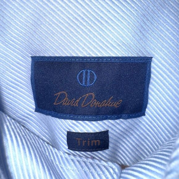 Blue David Donahue Trim Fit Dress Shirt Size M 16 32/33 - Picture 2 of 8